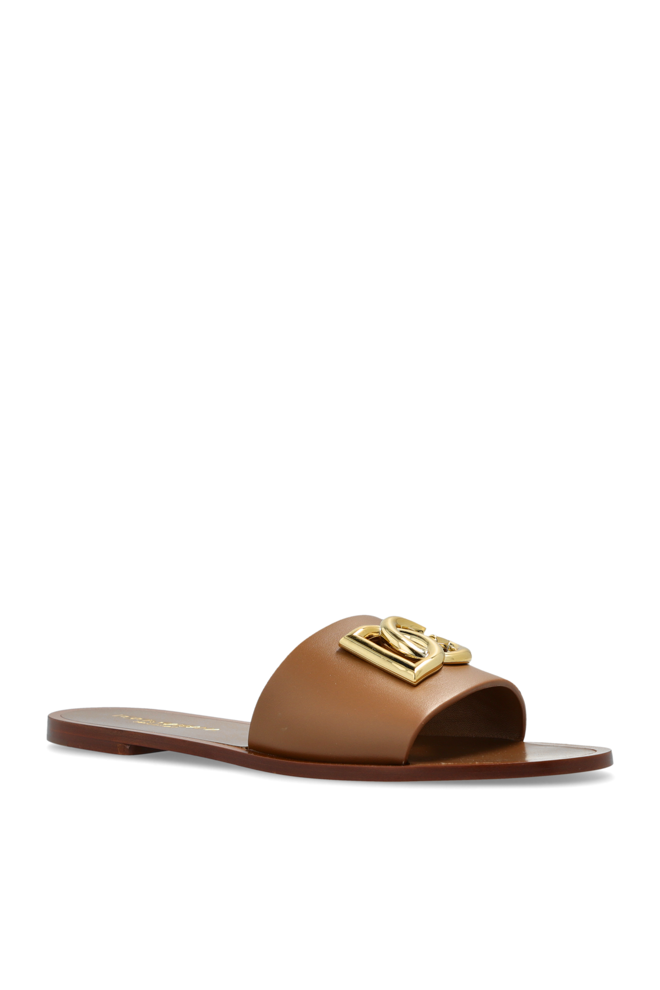 Dolce & Gabbana Leather slides with logo-shaped appliqué